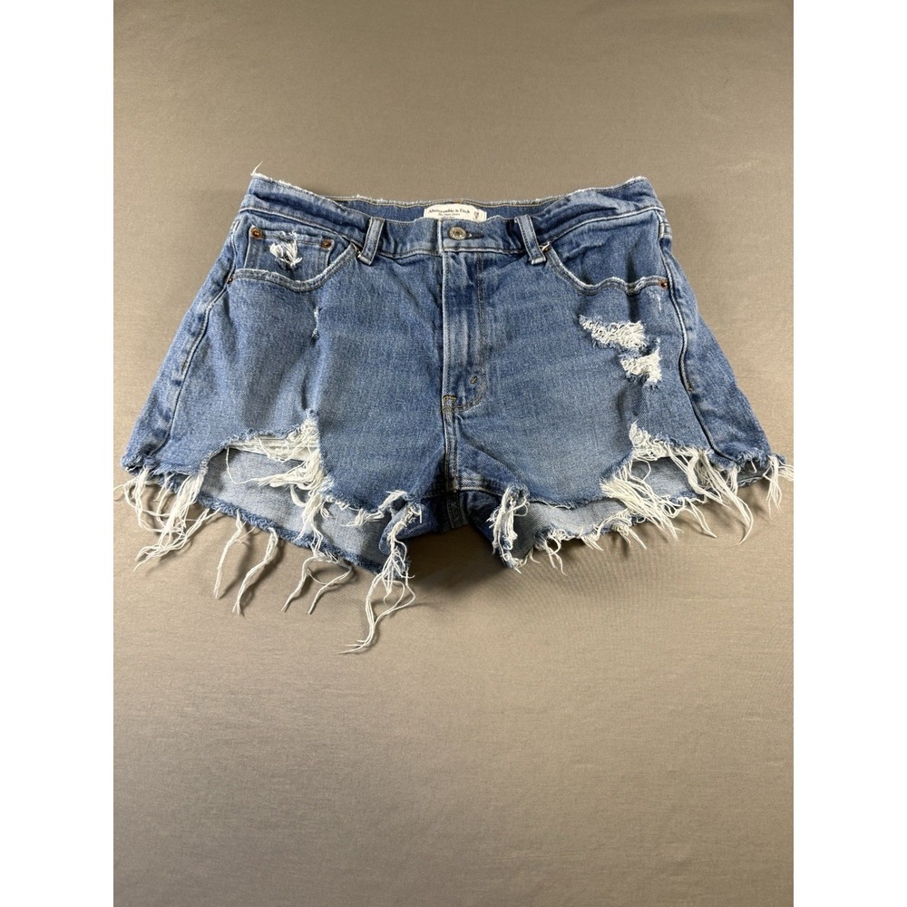 Abercrombie & Fitch Distressed Blue Denim Jean Shorts